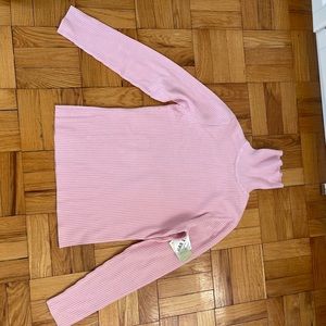 Heavy cotton with lycra pink ribbed turtleneck. Great quality, new with tags.